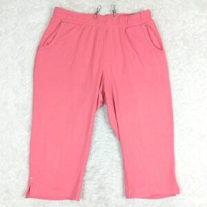 JMS Just My Size Womens‎ Pants Capri Pull On Pink Salmon High Rise Plus 1X